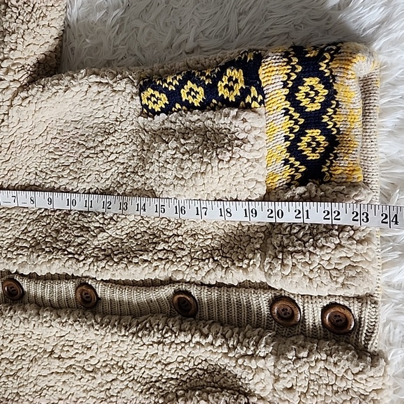 Jack BB Dakota Cozy Cream/ Tan Knit Hoodie Jacket with Button Details - Picture 5 of 10